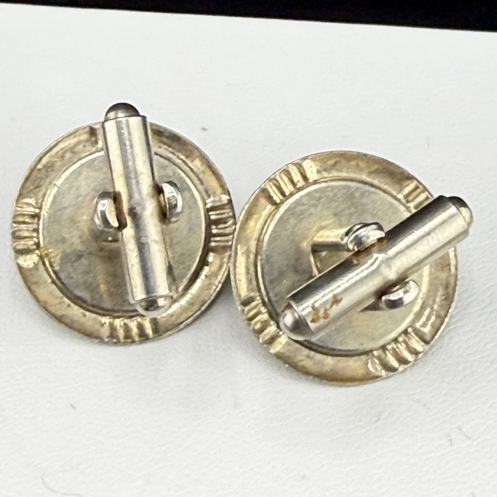 Vintage Estate Cufflinks Fly Fishing Silver Tone Resin‎ Sports Theme